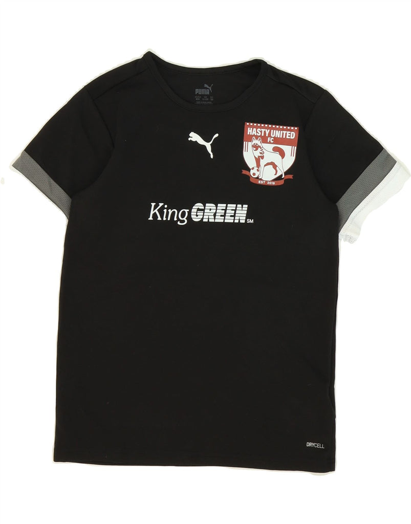 PUMA Boys Graphic T-Shirt Top 11-12 Years Black Polyester Vintage Puma and Second-Hand Puma from Messina Hembry 