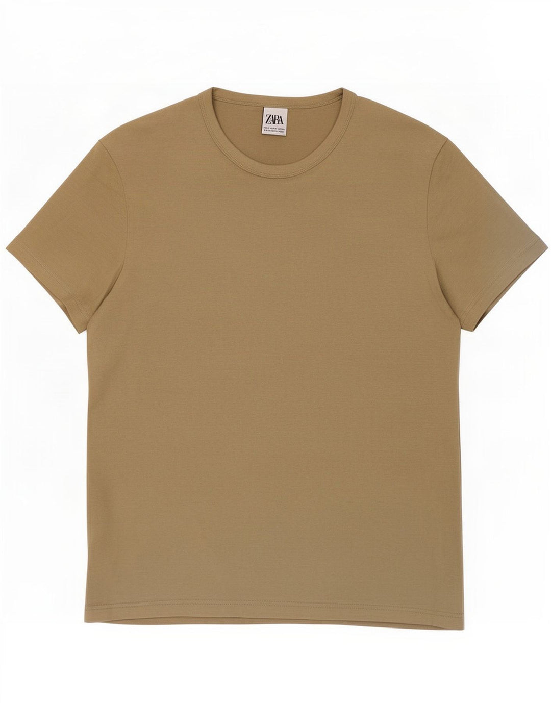 Zara Mens T-Shirt Top Medium Beige Cotton