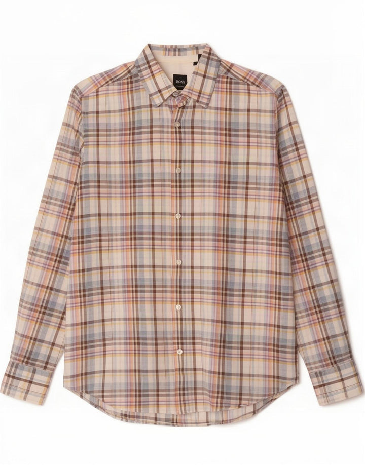 Hugo Boss Mens Regular Fit Shirt Medium Multicoloured Check Cotton