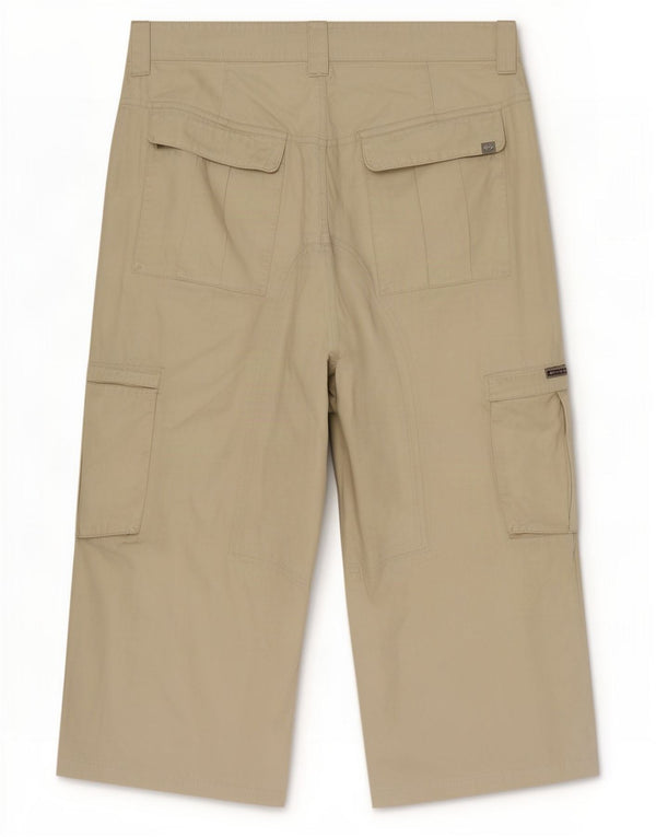 Quiksilver Mens Cargo Capri Trousers Medium W32 L21 Beige Cotton