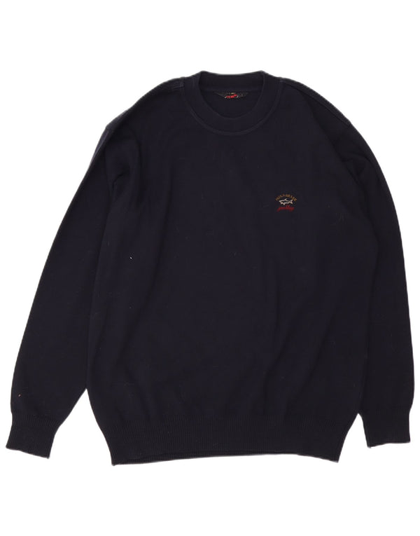 PAUL & SHARK Mens Crew Neck Jumper Sweater Large Navy Blue Wool