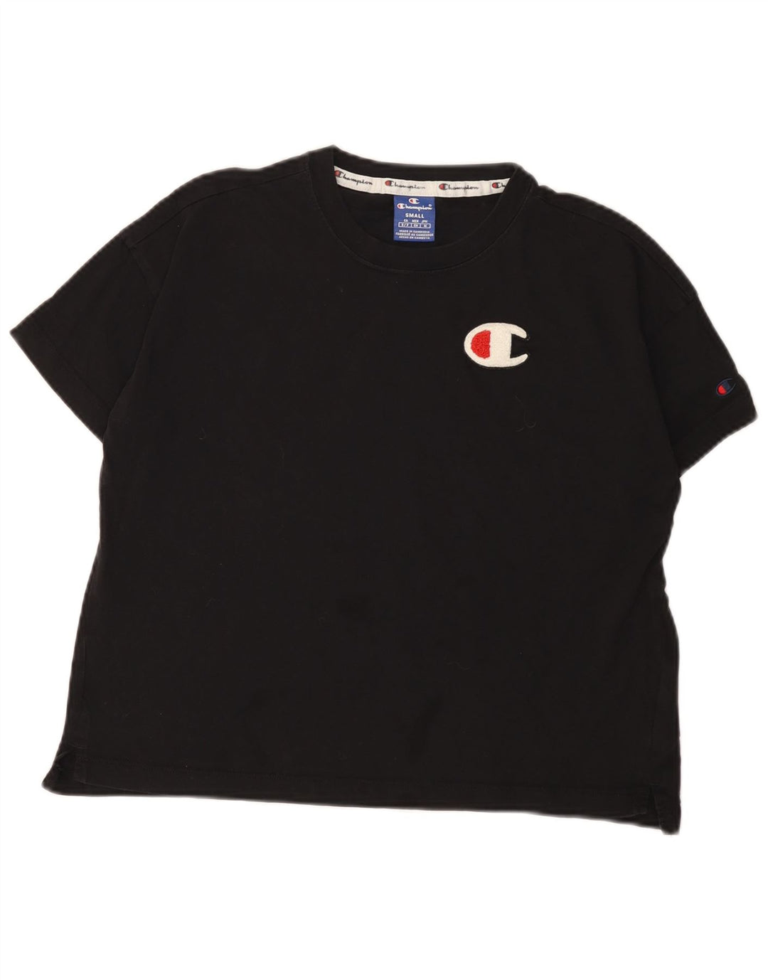 Champion Womens Oversized T-Shirt Top UK 10 Small Black Cotton