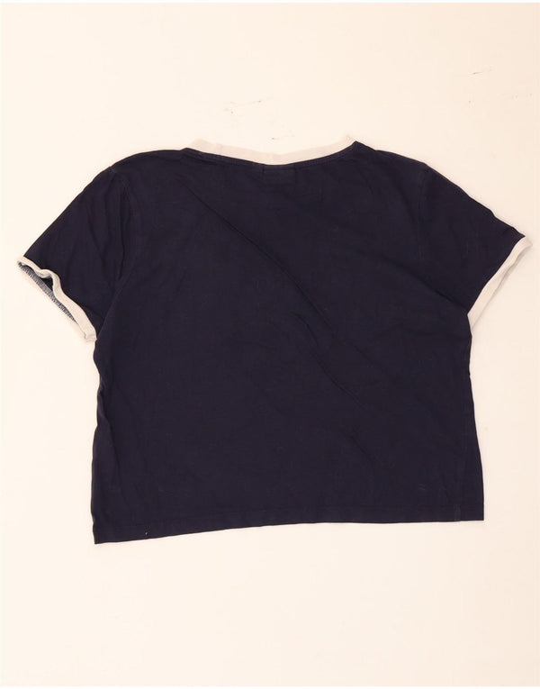 Fila Womens Crop Graphic T-Shirt Top UK 16 Large Navy Blue Cotton