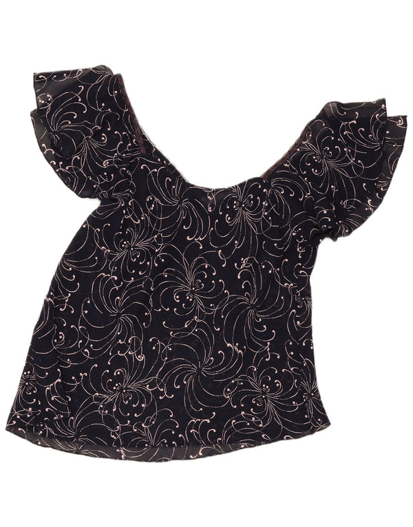 Marks & Spencer Womens Off Shoulder Top UK 20 2XL Navy Blue Floral Viscose