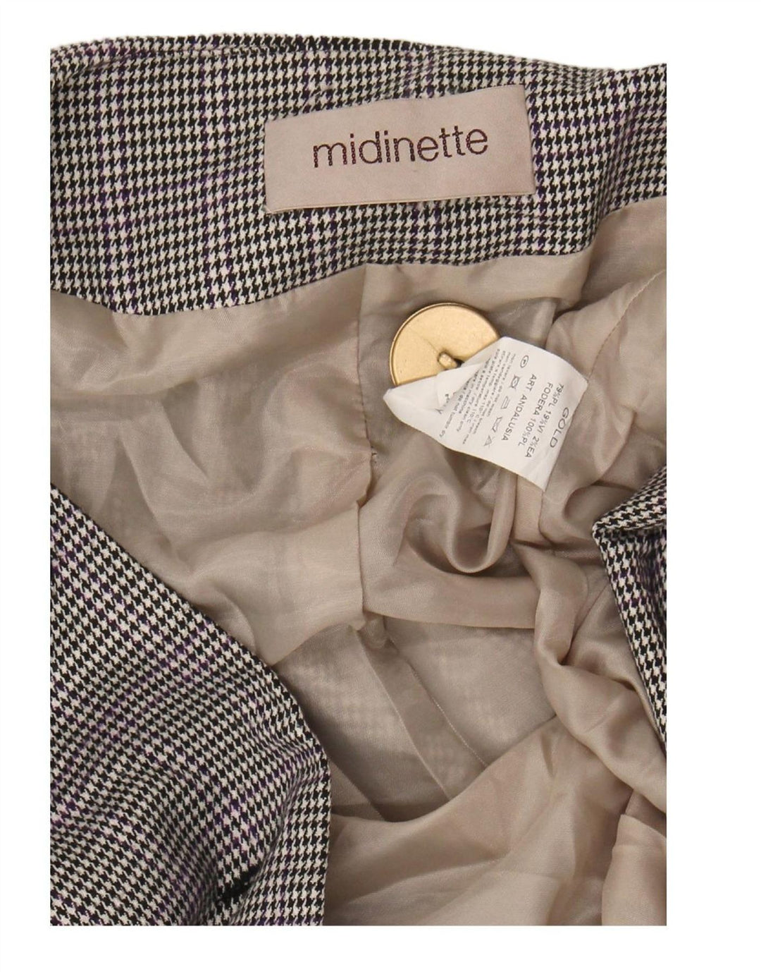 MIDINETTE Womens Double Breasted Coat UK 14 Medium Black Houndstooth