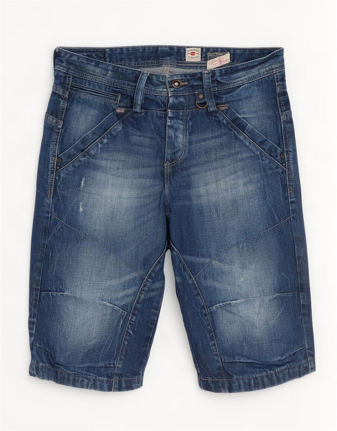 Jack & Jones Mens Distressed Denim Shorts Medium W32 Blue Cotton