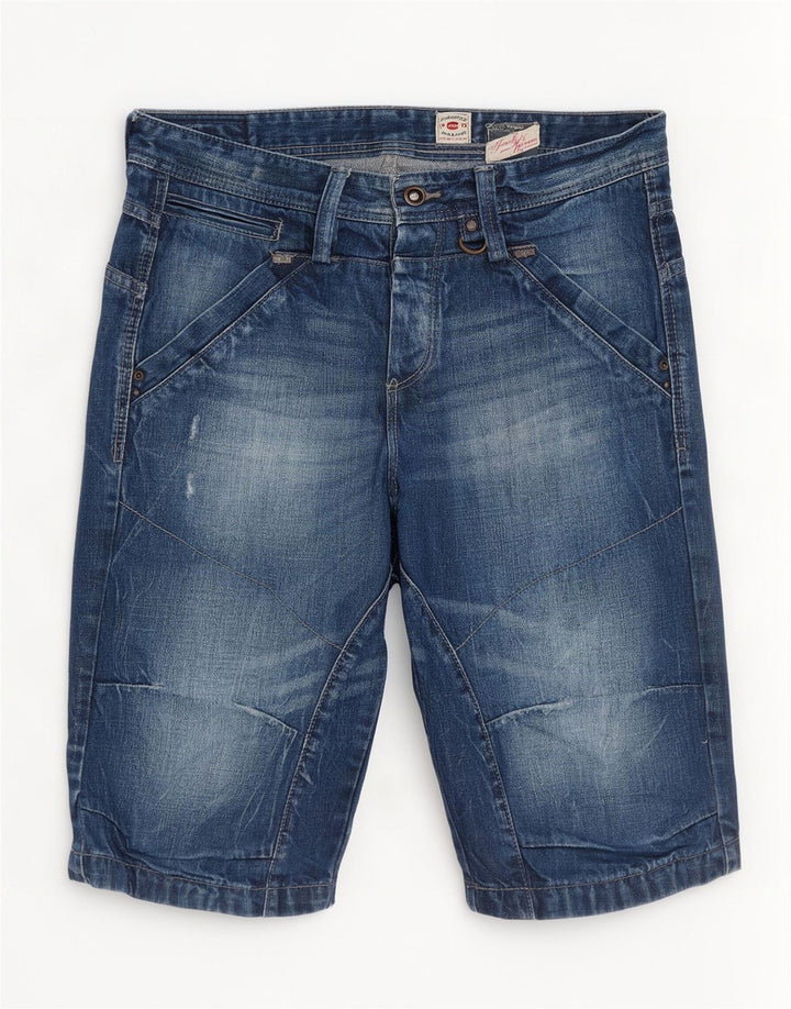 Jack & Jones Mens Distressed Denim Shorts Medium W32 Blue Cotton