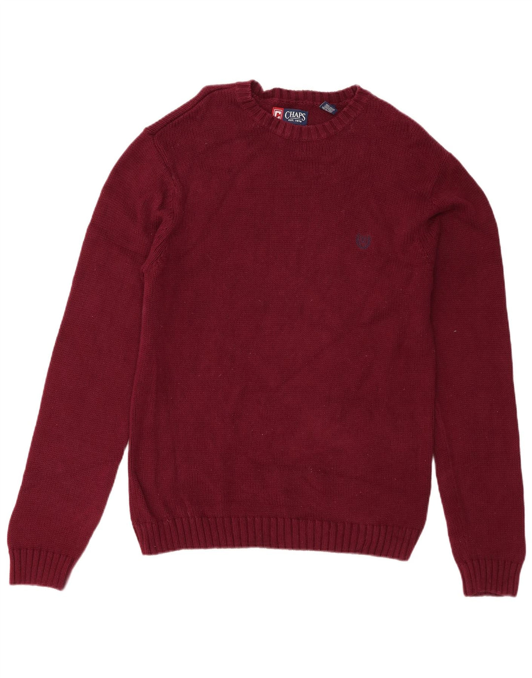 Chaps Mens Regular Fit Crew Neck Jumper Sweater Medium Burgundy Cotton