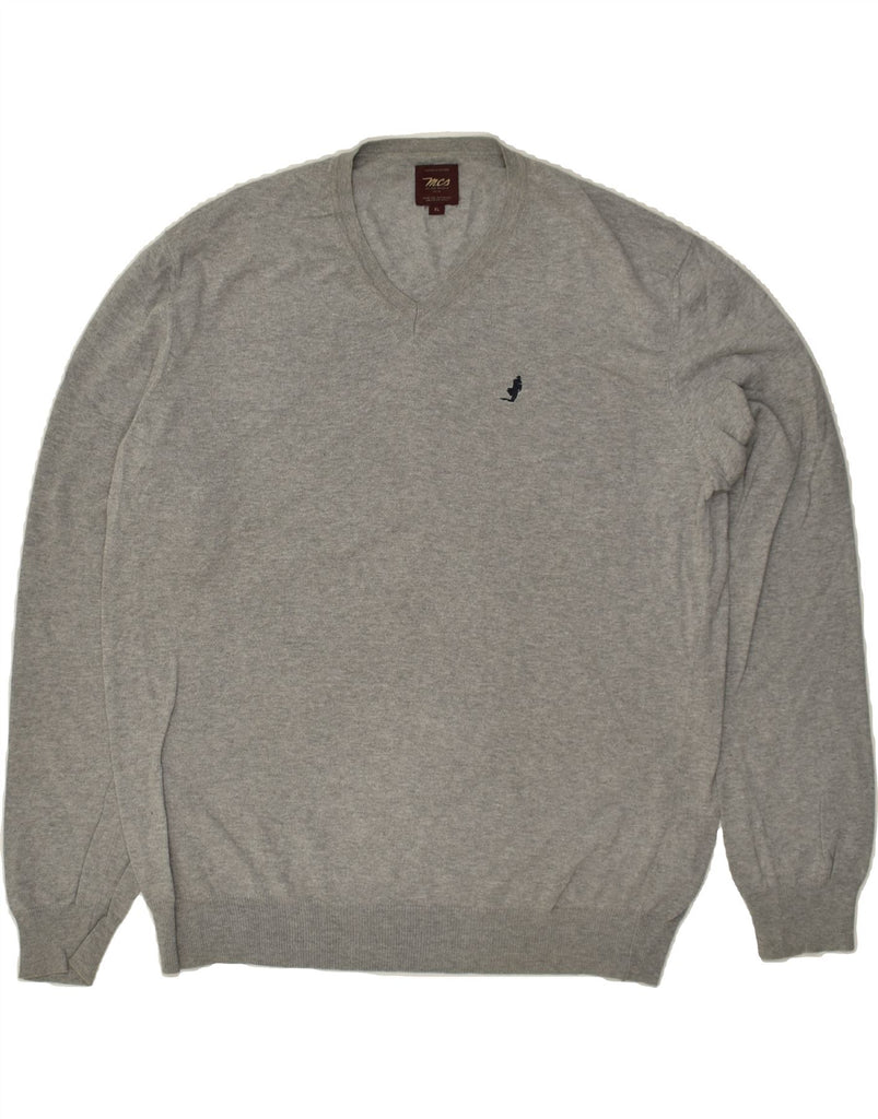 MARLBORO CLASSICS Mens V-Neck Jumper Sweater XL Grey Cotton | Vintage Marlboro Classics | Thrift | Second-Hand Marlboro Classics | Used Clothing | Messina Hembry 