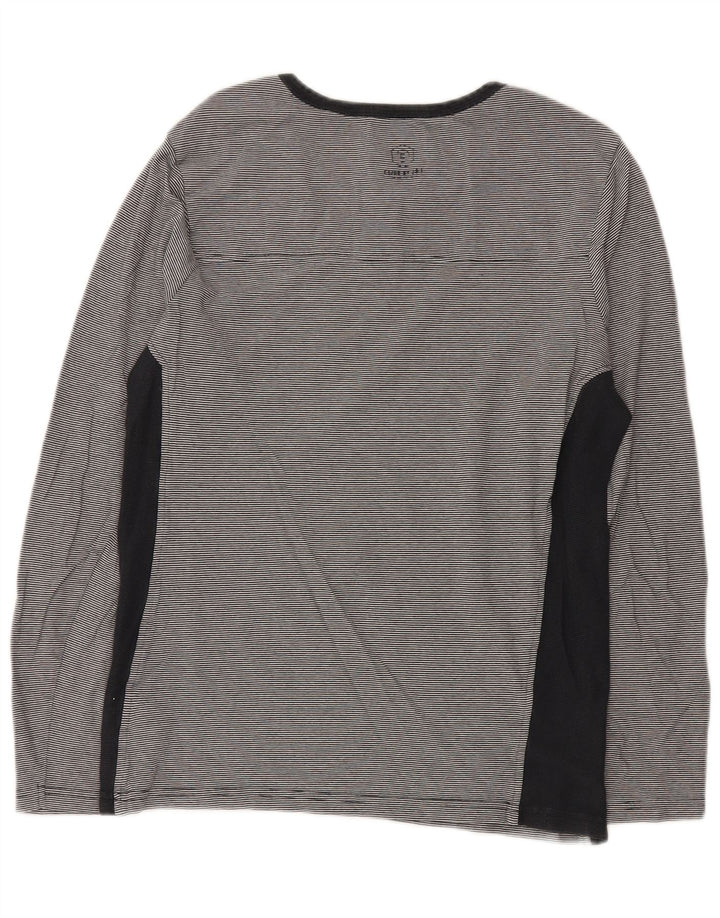 Jack & Jones Mens Top Long Sleeve Medium Navy Blue Pinstripe Cotton