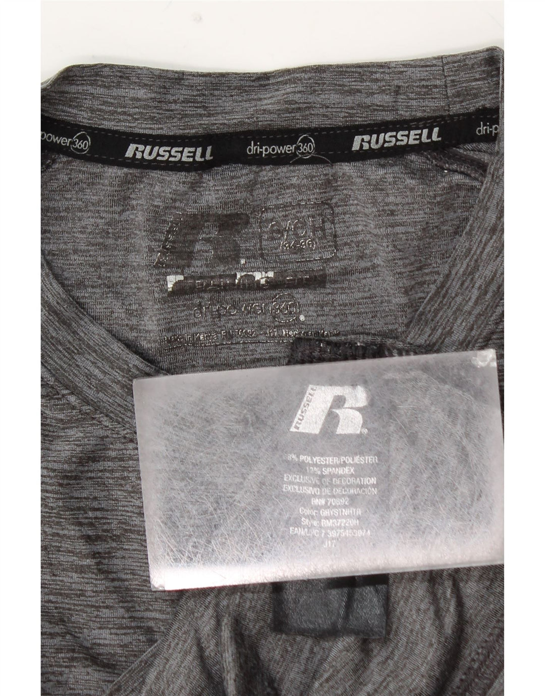 RUSSELL ATHLETIC Mens Dri-Power Top Long Sleeve Small Grey Flecked