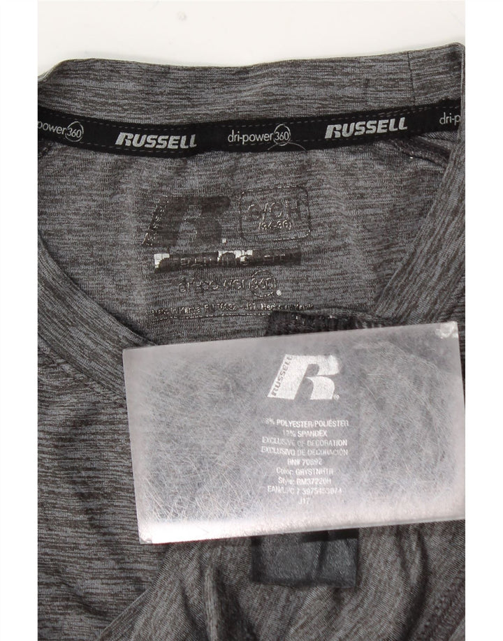 RUSSELL ATHLETIC Mens Dri-Power Top Long Sleeve Small Grey Flecked