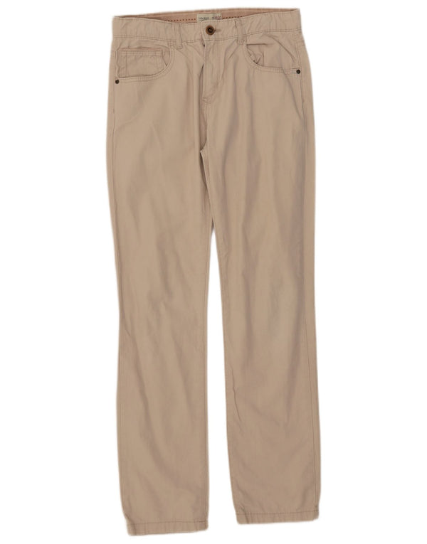 Zara Boys Straight Casual Trousers 13-14 Years W28 L29 Beige Cotton