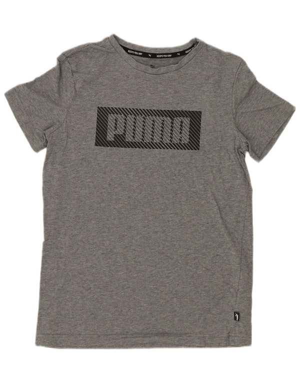 Puma Boys Graphic T-Shirt Top 13-14 Years Grey Flecked Cotton