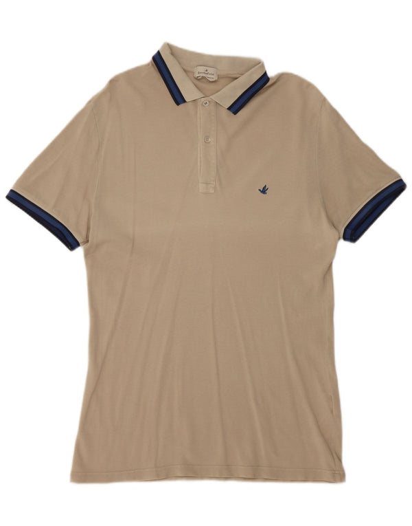 Brooksfield Mens Polo Shirt IT 50 Medium Beige Colourblock Cotton