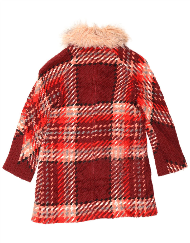 Zara Womens Overcoat UK 6 XS Red Check