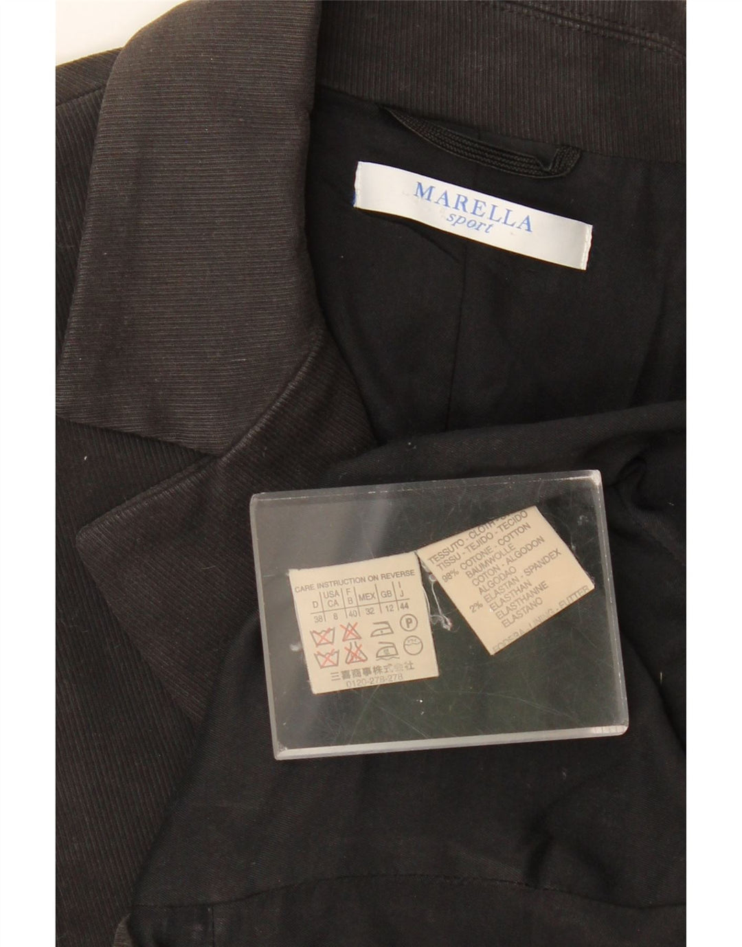 MARELLA Womens 1 Button Blazer Jacket UK 12 Medium Black Cotton