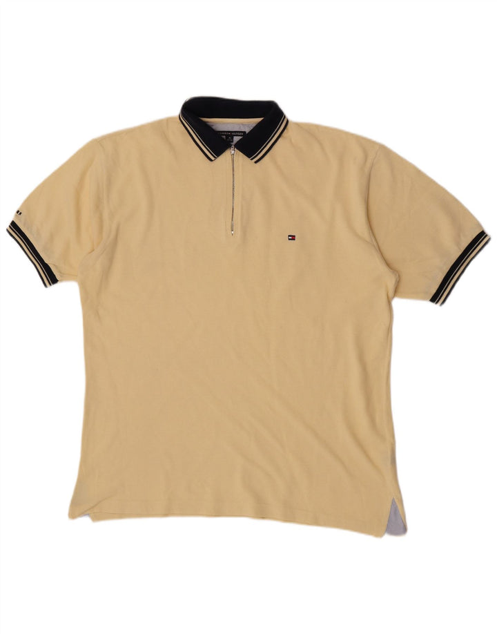 Tommy Hilfiger Mens Rugby Polo Shirt Medium Yellow Cotton