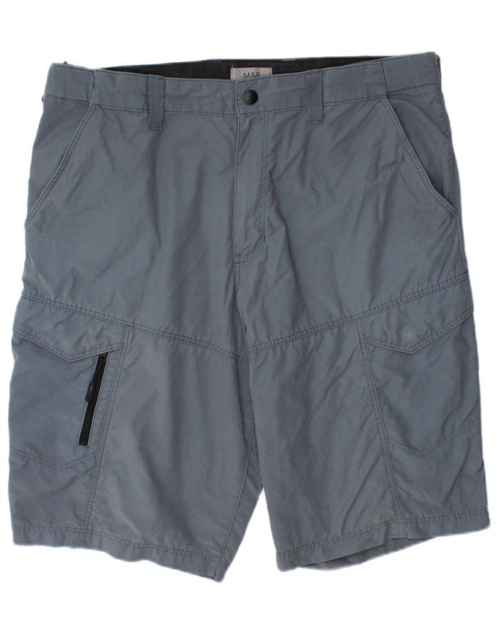 Marks & Spencer Mens Cargo Shorts W36 Large Blue Cotton