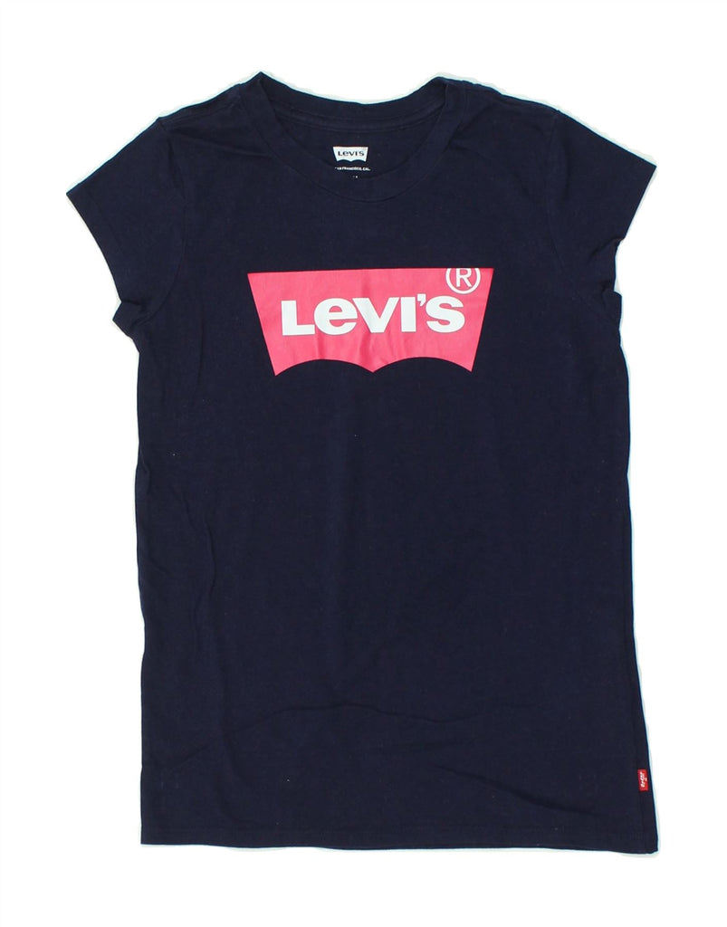 LEVI'S Girls Graphic T-Shirt Top 13-14 Years Navy Blue Cotton | Vintage Levi's | Thrift | Second-Hand Levi's | Used Clothing | Messina Hembry 