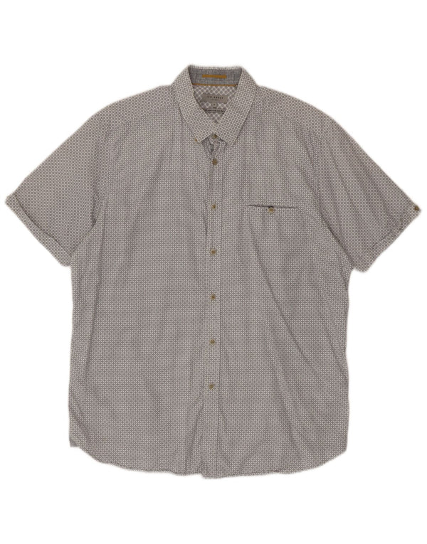 Ted Baker Mens Short Sleeve Shirt Size 6 2XL Grey Floral Cotton