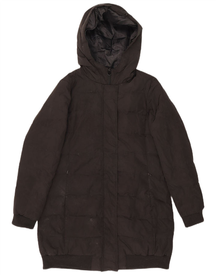 Zara Womens Hooded Padded Coat UK 18 XL Black Polyester