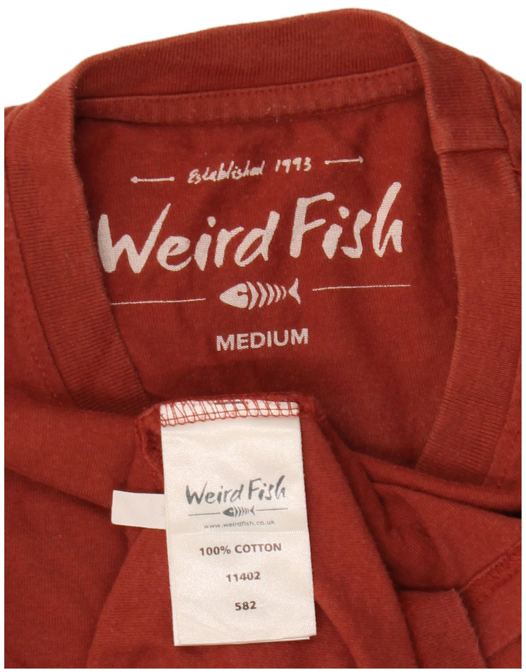 Weird Fish Mens Graphic T-Shirt Top Medium Maroon Cotton
