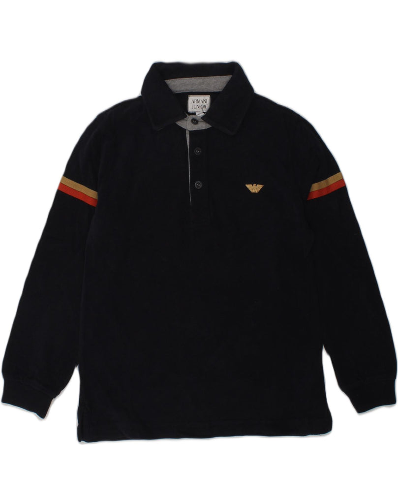 ARMANI JUNIOR Boys Long Sleeve Polo Shirt 7-8 Years Navy Blue Cotton | Vintage Armani Junior | Thrift | Second-Hand Armani Junior | Used Clothing | Messina Hembry 