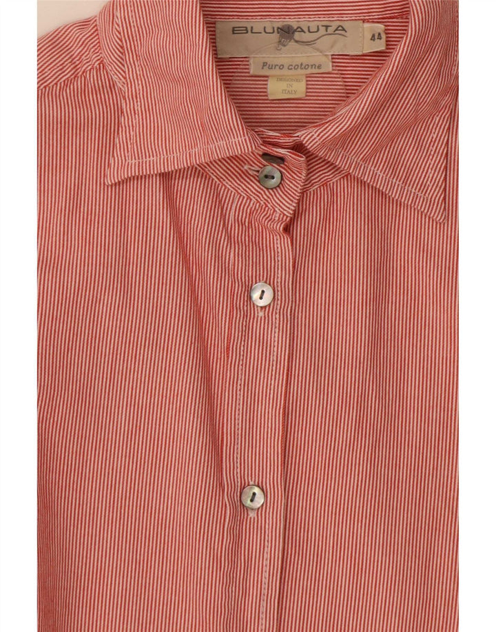 Blunauta Womens Shirt IT 44 Medium Red Pinstripe Cotton