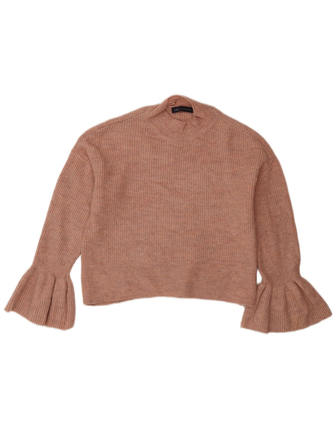 Marks & Spencer Womens Crop Turtle Neck Jumper Sweater UK 12 Medium Pink