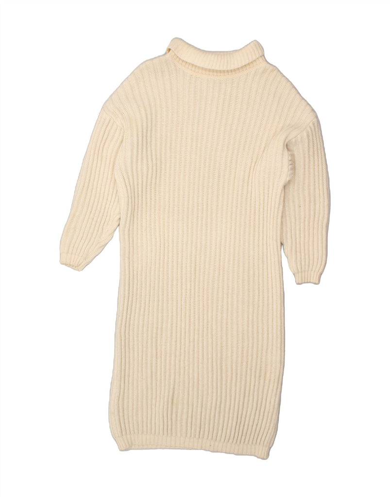 BENETTON Womens Roll Neck Jumper Dress IT 48 XL Beige Acrylic | Vintage Benetton | Thrift | Second-Hand Benetton | Used Clothing | Messina Hembry 