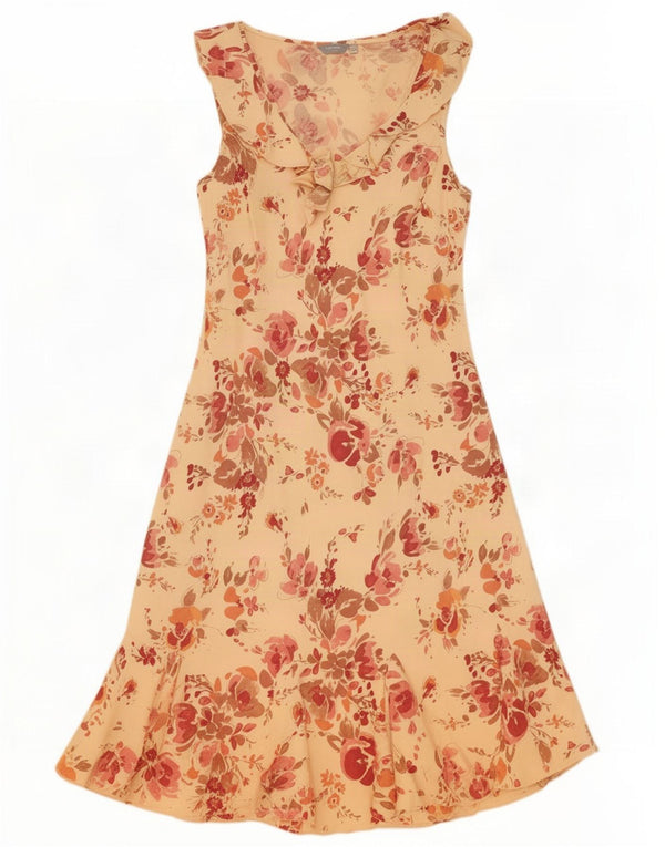 Marks & Spencer Womens Per Una Maxi Dress UK 12 Medium Beige Floral Linen
