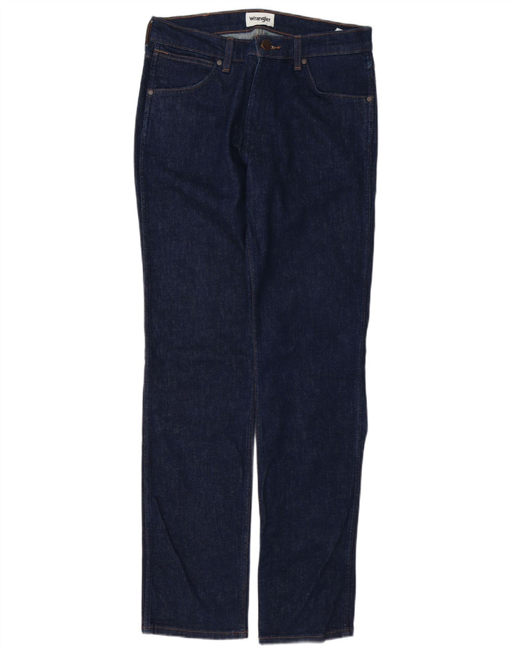 Wrangler Mens Greensboro Straight Jeans W30 L34 Navy Blue Cotton
