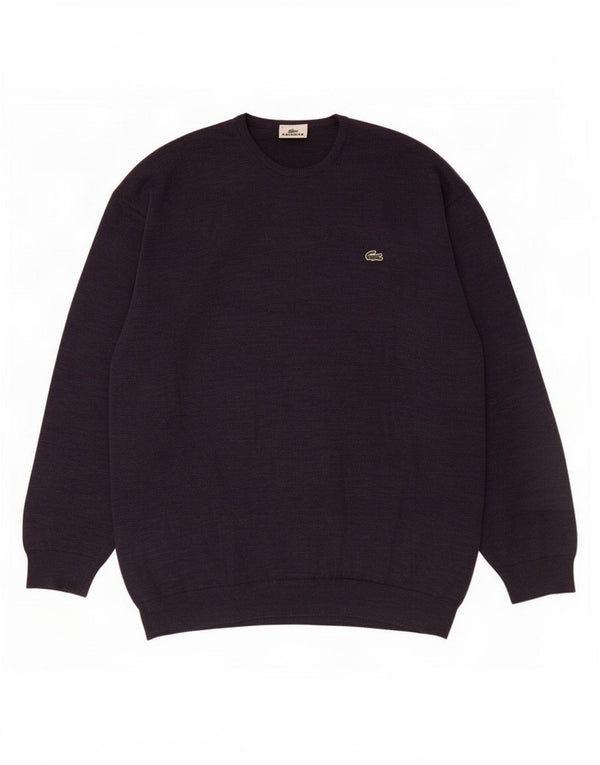 Lacoste Mens Crew Neck Jumper Sweater Size 8 3XL Navy Blue New Wool