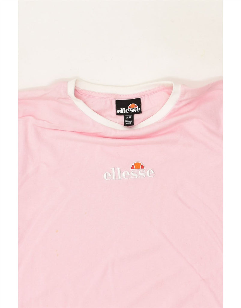 ELLESSE Womens Crop Graphic T-Shirt Top UK 12 Medium Pink | Vintage Ellesse | Thrift | Second-Hand Ellesse | Used Clothing | Messina Hembry 