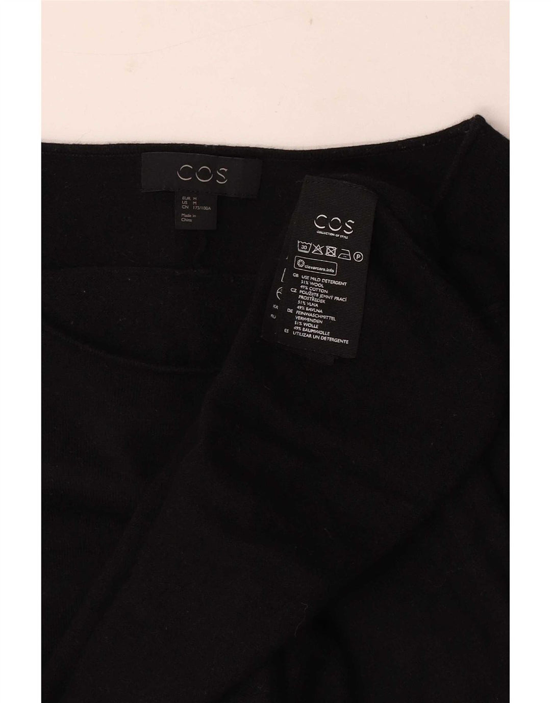 Cos Womens Boat Neck Jumper Sweater UK 14 Medium Black Wool