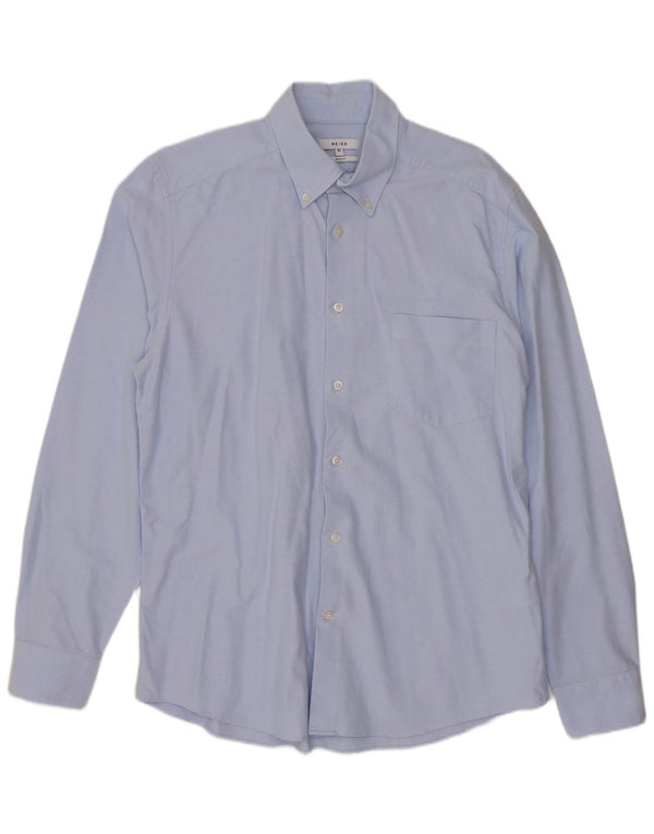 Reiss Mens Slim Fit Shirt XL Blue Cotton