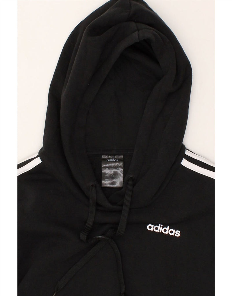 ADIDAS Womens Graphic Hoodie Jumper UK 8/10 Small Black Cotton | Vintage Adidas | Thrift | Second-Hand Adidas | Used Clothing | Messina Hembry 