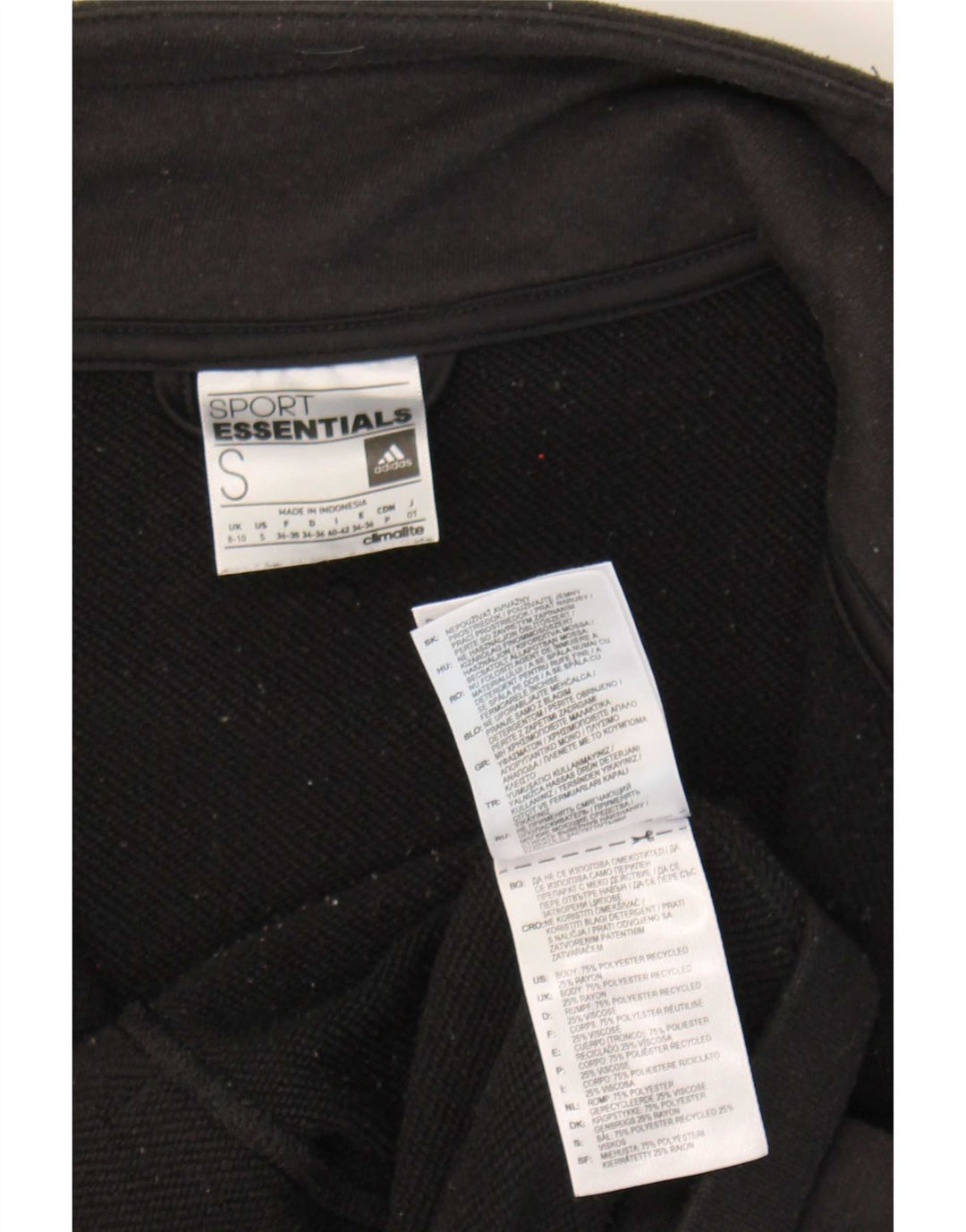 Adidas Womens Climalite Tracksuit Top Jacket UK 8/10 Small Black Polyester
