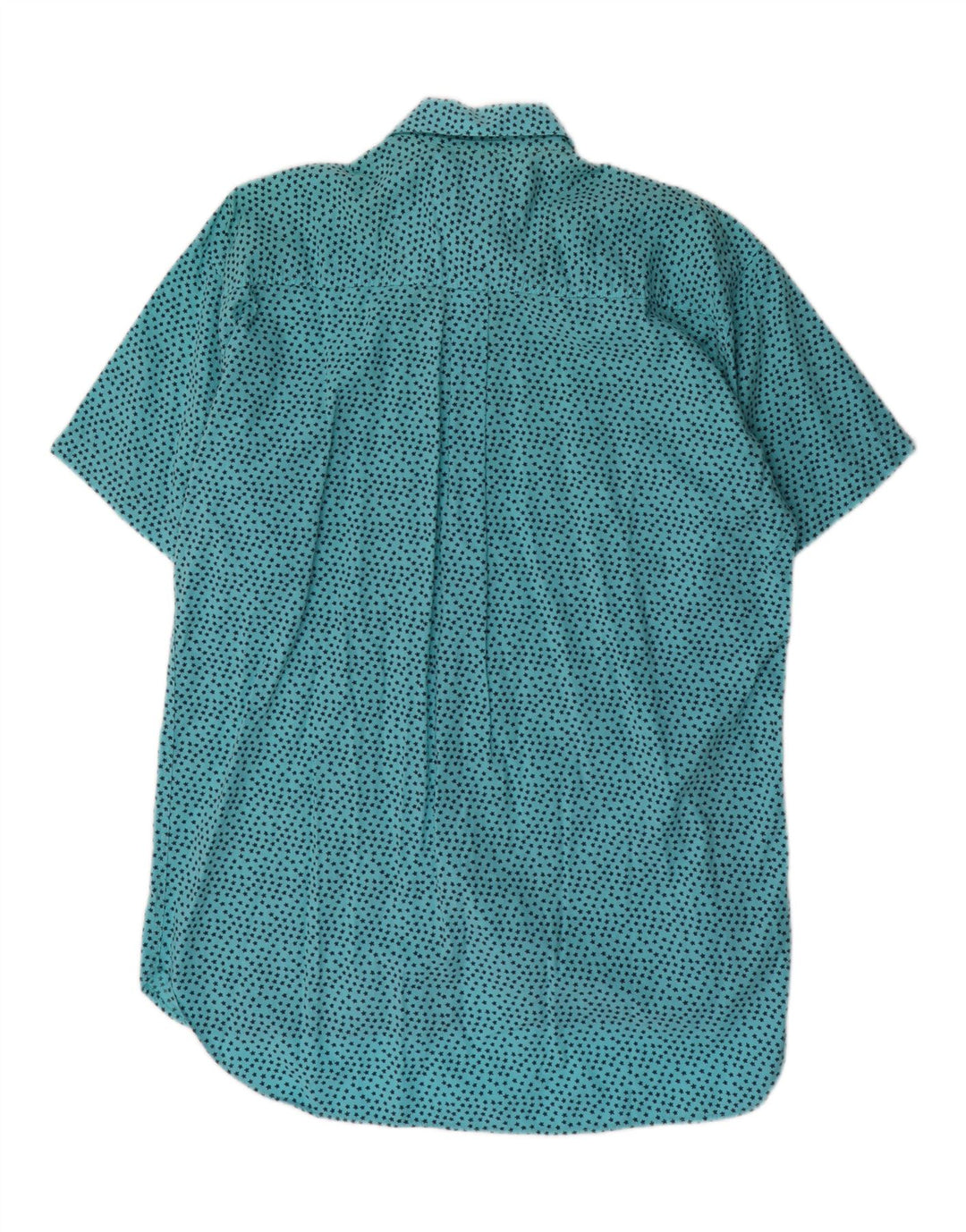 VINTAGE Mens Short Sleeve Shirt Medium Turquoise Spotted
