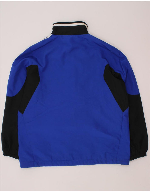 ADIDAS Boys Tracksuit Top Jacket 7-8 Years Blue Colourblock Polyester