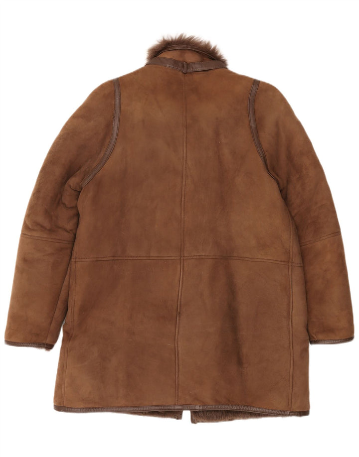 Vintage Womens Shearling Coat EU 42 XL Brown