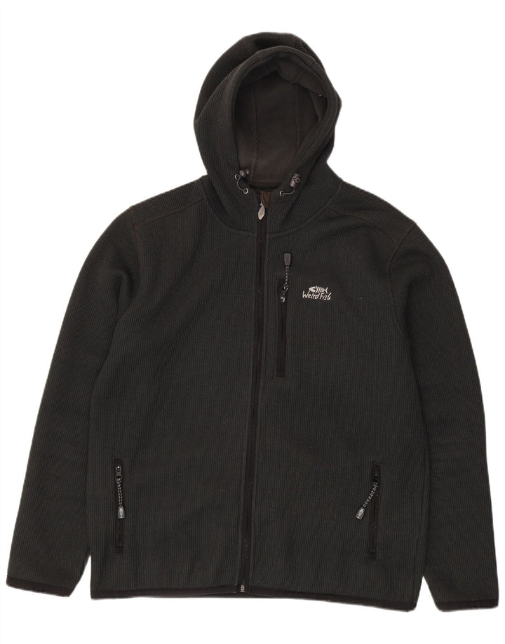Weird Fish Mens Zip Hoodie Sweater Large Grey Polyester