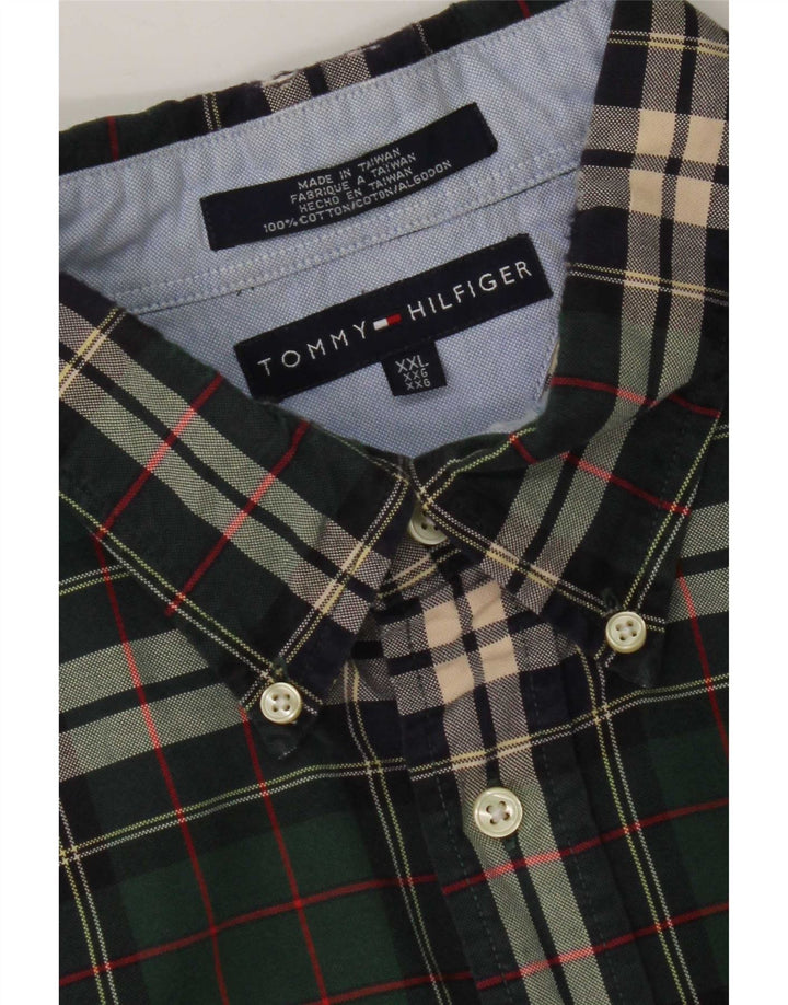 Tommy Hilfiger Mens Flannel Shirt 2XL Green Check Cotton
