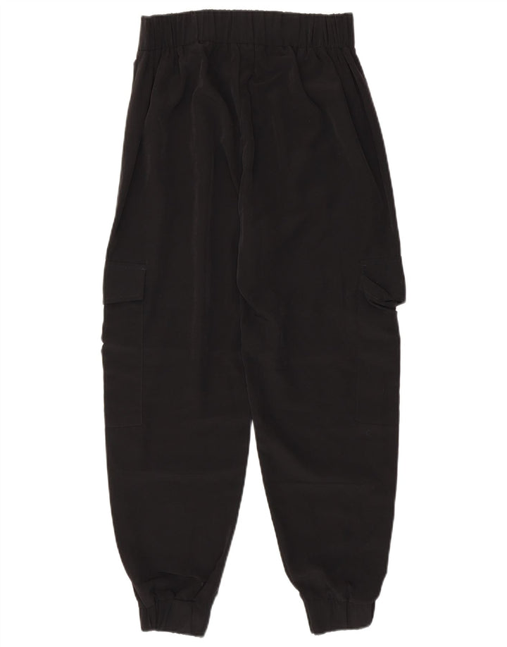 Zara Womens Joggers Cargo Trousers XS W24 L25 Black Polyester