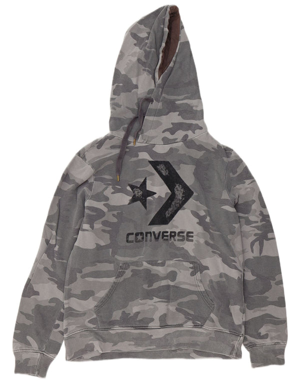Converse Mens Graphic Hoodie Jumper Large Grey Camouflage Cotton