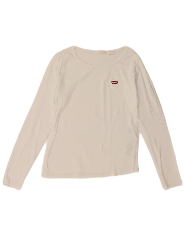 LEVI'S Womens Crop Top Long Sleeve UK 10 Small White Cotton