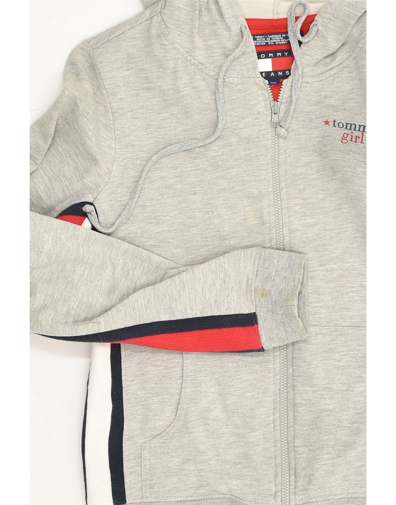 TOMMY HILFIGER Girls Zip Hoodie Sweater 7-8 Years Small Grey Colourblock | Vintage Tommy Hilfiger | Thrift | Second-Hand Tommy Hilfiger | Used Clothing | Messina Hembry 