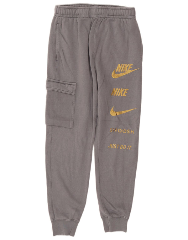 NIKE Mens Swoosh Graphic Cargo Tracksuit Trousers Joggers XS  Grey Cotton