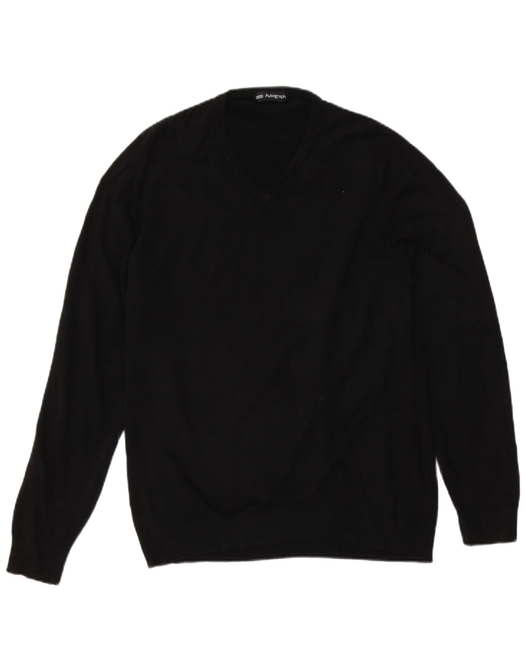 Marks & Spencer Mens Autograph V-Neck Jumper Sweater Medium Black Acrylic